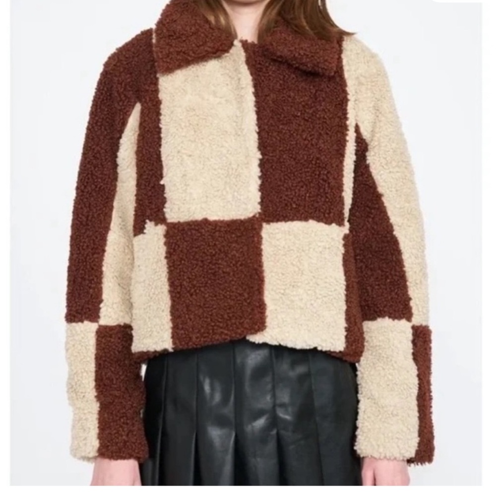 En Saison Brown and Cream Patchwork Jacket